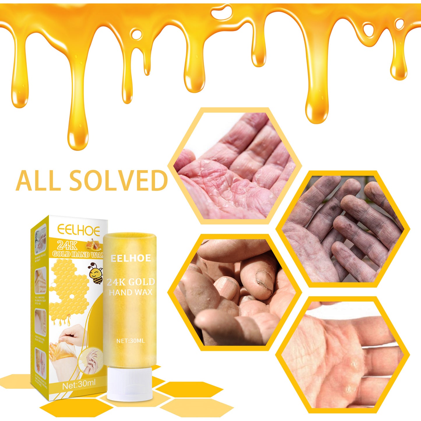 24K Gold Honey Hand Wax Mask Tender And Wet Moisturizing