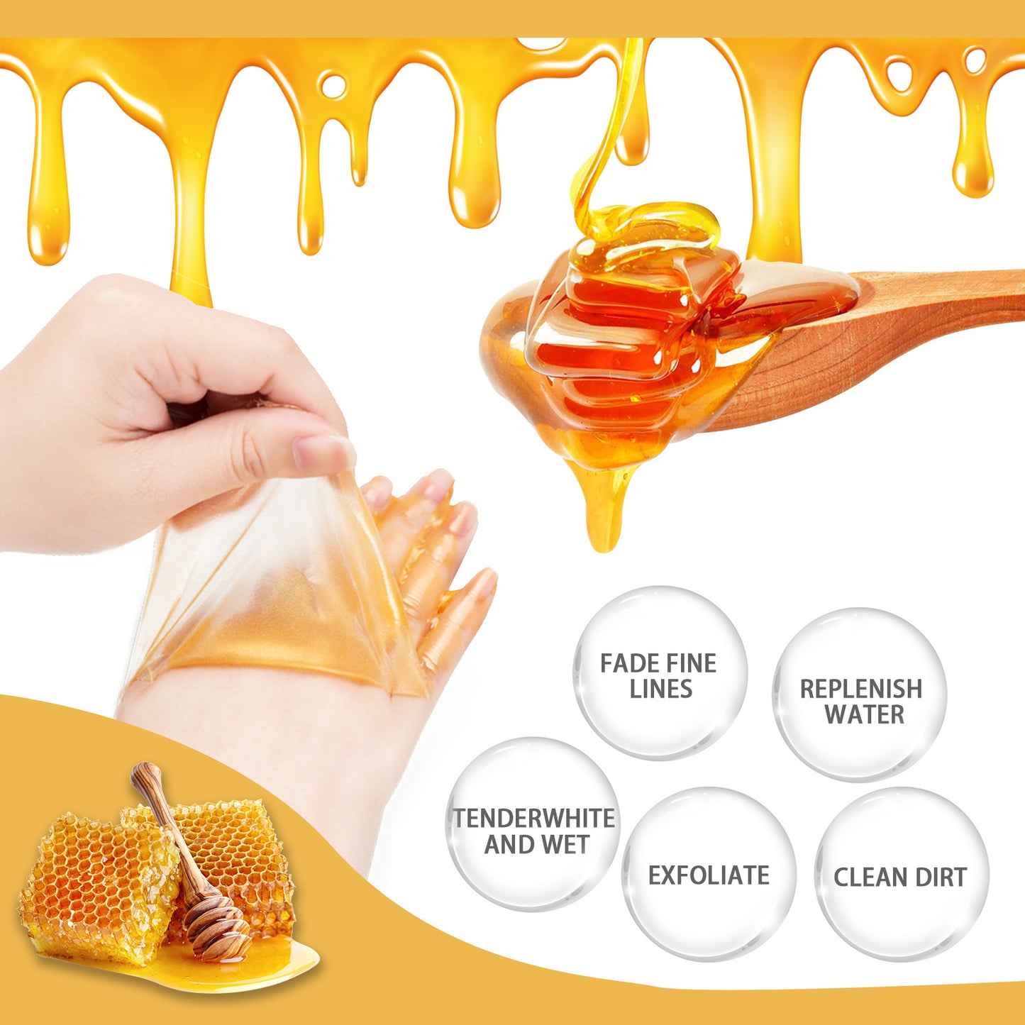 24K Gold Honey Hand Wax Mask Tender And Wet Moisturizing